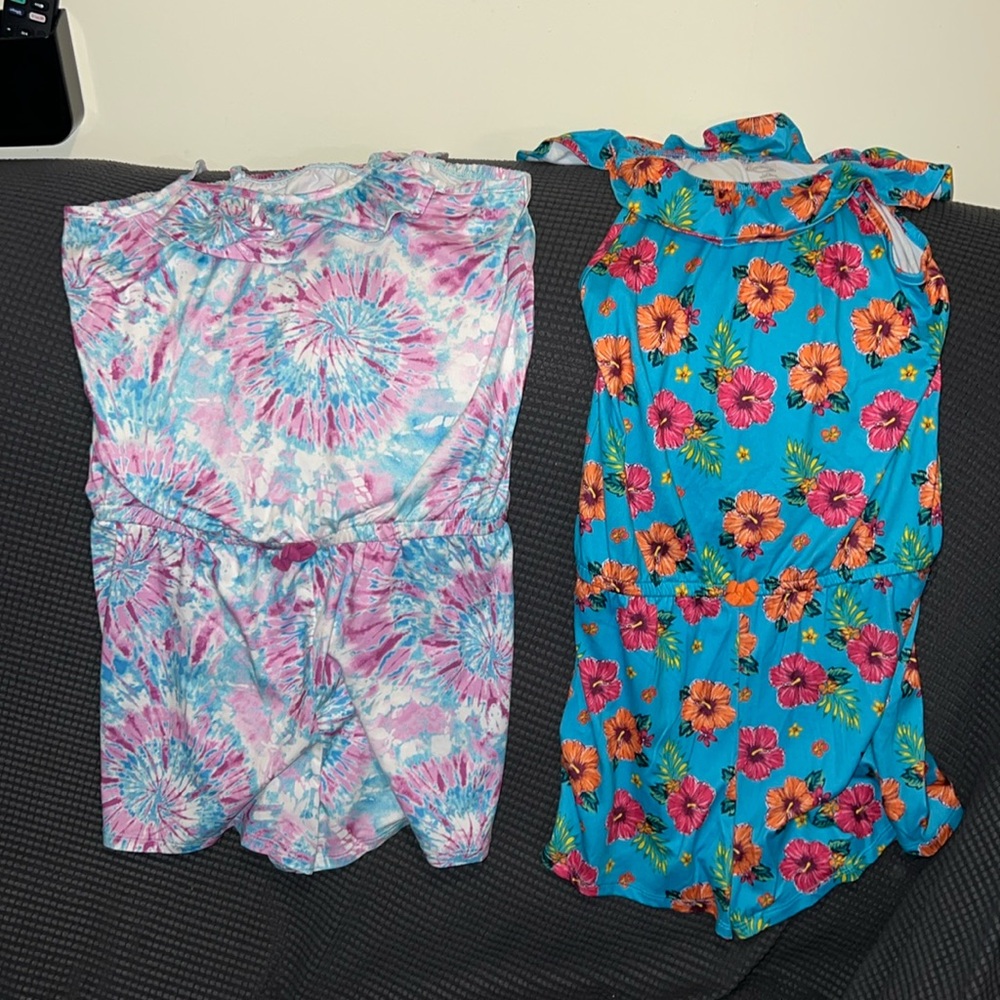 Girls one piece romper shorts with spaghetti straps